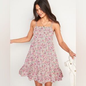 Old Navy Pink and Green Floral Dress